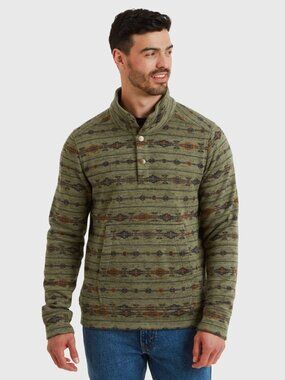 Sherpa Bhutan Pullover Green Evergreen Stripe Mens Size Large